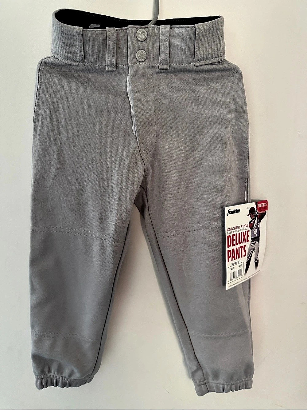 Franklin Knicker Style Baseball/Softball Deluxe Pants Gray Youth XS 4/5 NWT